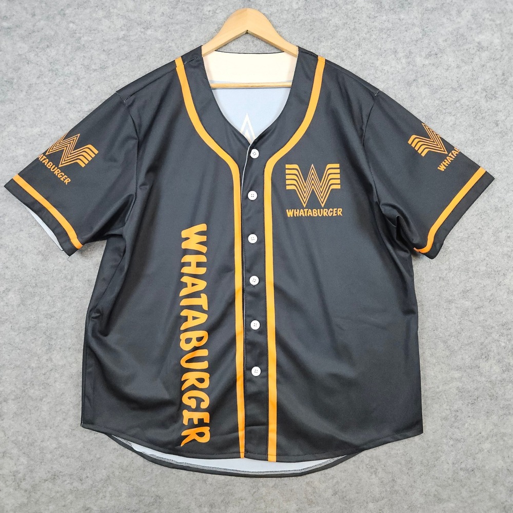 Whataburger Men's Button Front Jersey Size 2XL Brown & Orange Fast‎ Food Chain